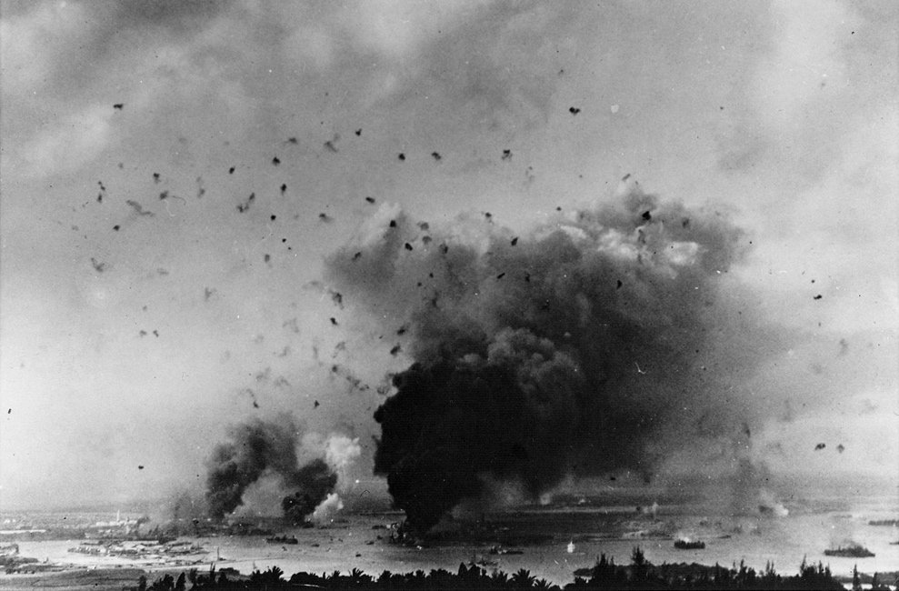 antiaircraft-bursts-dot-the-sky-above-smoking-ships-in-pearl-harbor